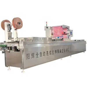 Automatic Continuous Stretch Film Vacuum Thermoforming packing wrapping packaging sealing machine equipment automatic for sale