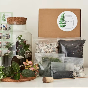 Kit de terrarium en verre écologique DIY, style campagnard, avec bouchon en liège, pour fleurs ou plantes vertes - Product Image 1