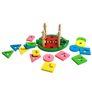 Jouet de trieur de couleur en forme de scarabée en bois avec blocs pour enfants <span class=keywords><strong>Puzzle</strong></span> d'apprentissage précoce et jouet de développement de la motricité fine - Product Image 5