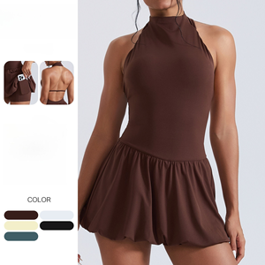 Neuestes Schnelltrocknendes Bestseller Golf-Tennis-Kleid mit Tasche Outdoor-Sportbekleidung Figurbetontes Fitness-Damenmode Yoga-Sport-Jumpsuit - Product Image 1