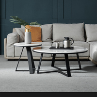 Table basse de luxe chinoise, ensemble de 3 tables d'appoint de canapé avec plateau en pierre frittée pour salon, tables basses modernes