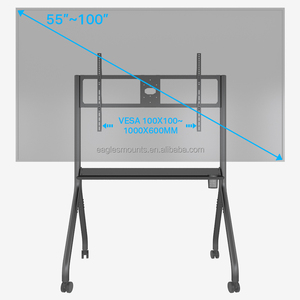 Support <span class=keywords><strong>TV</strong></span> à roulettes pour téléviseur de 55 à 100 pouces, support <span class=keywords><strong>TV</strong></span> au sol <span class=keywords><strong>avec</strong></span> roues pouvant contenir jusqu'à 220lb, chariot de télévision mobile réglable en hauteur - Product Image 5