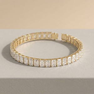 Pulsera de tenis de oro con diamantes naturales, diseño de corte esmeralda, joyería fina de lujo, brazalete de piedras preciosas amarillas, regalo clásico para mujer - Product Image 6