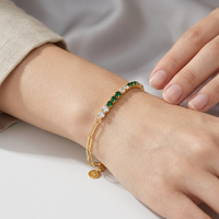 Vente en gros Usine Kirin – Bracelet tennis ajustable en argent S925 plaqué or 14K avec zircone cubique verte – OEM ODM