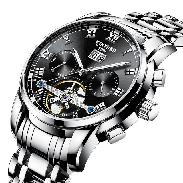 Factory Direct Wholesale Price Waterproof Automatic Skeleton  Watches Stainless Steel Strap Mechanical Men Watch