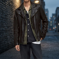 Blouson Bomber Homme en Cuir et Toile, Col Montant, Logo Frontal, Imperméable, Respirant, Tendance, Moderne, pour Clubs, Rendez-vous Décontractés, Streetwear