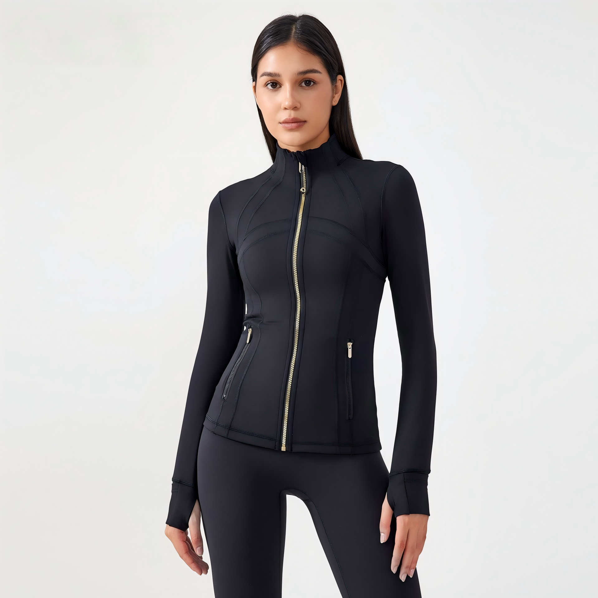 Women's High Quality Full-length Zipper Closure Popular Long Sleeve Yoga Set for Gym Pilates Training