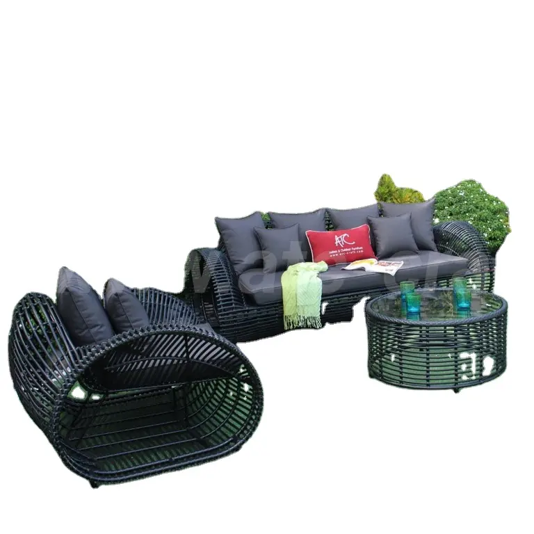 Desain Baru Eagle Koleksi Modern Anyaman Rotan Sofa Set untuk Perabot Ruang Keluarga