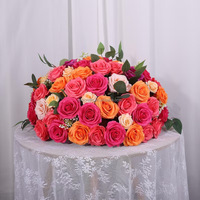 NINI Boule de fleurs artificielle rose et blanche en soie pour décoration de mariage, de scène, d'hôtel et de la Saint-Valentin