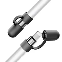 1-10 Buah Tutup Pengganti Silikon untuk Pensil 1/2 Tempat Pena Stylus Anti Hilang Casing Pelindung PVC Kepang Ponsel USB Tipe C