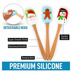 Christmas Themed <b>Silicone</b> Spatulas Food Grade Kitchen & <b>Baking</b> Tools-for Pastry Cutting & Bakeware - Product Image 3