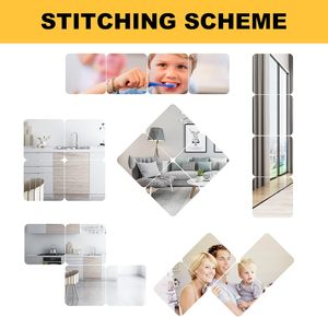 12*12in Acrylic Art <b>Deco</b> Eco-friendly Framed Wall Self Adhesive Square Cuttable Non-Glass Safety Reflective Bathroom <b>Mirror</b> - Product Image 3