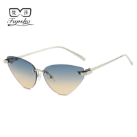 Lunettes de soleil unisexes FANSHA FS-289 sans monture, style œil de chat, monture en métal doré, polarisées, protection UV400, légères, durables et confortables