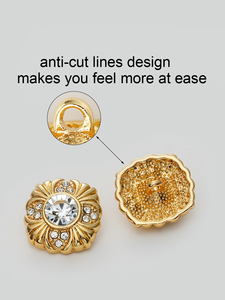 Nút chân hợp kim kẽm cao cấp sang trọng với kim cương lấp lánh và thiết kế hoa tinh tế cho quần áo - Product Image 3