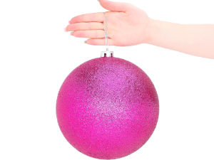 แนวคิดคริสต์มาสหยดแก้วทำด้วยมือแพ็ค15ชิ้น8.5ซม. (85มม.) ดีไซน์แวววาวสีชมพูร้อน - Product Image 5