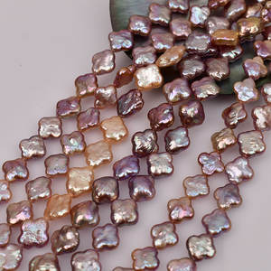 Collier et boucles d'oreilles faits à la main en trèfle baroque, accessoires, environ 13 mm, perles d'eau douce naturelles blanches, perles en vrac - Product Image 1