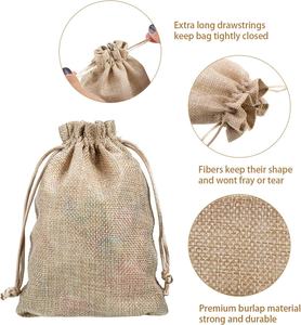 カスタムサイズジュートギフトバッグパーティー好意ポーチ黄麻布ドローストリングバッグ小さな黄麻布袋 - Product Image 4