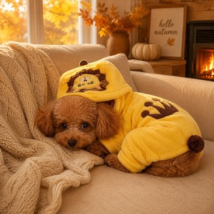 Ropa para Mascotas con Estampado de Animales de Dibujos Animados, <span class=keywords><strong>Pijama</strong></span> con Capucha para Perros y Gatos, Traje de Invierno Cálido de Cuatro Patas - Product Image 4