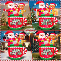 Mug de Noël gonflable de 1,5 m avec Père Noël et Bonhomme en pain d'épices, ornement lumineux LED pour la décoration de jardin, pelouse, maison et extérieur pendant les fêtes