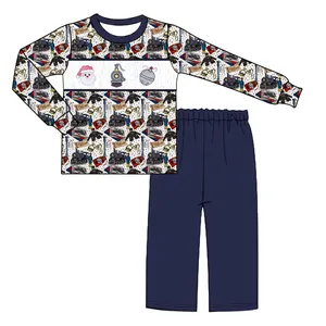 Gold Supplier Maxine Custom Smock Children Christmas Clothing Polar Express Embroidery Boys Clothing