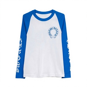 Camiseta de algodón puro con letras cruzadas y cuello redondo para hombre, de la última colección de la marca de streetwear americana Custom Chro, de secado rápido, 260g, corte regular, bordada. - Product Image 4