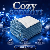 Couverture de luxe double couche en flanelle rayée et sherpa, super douce et chaude, pour canapé et lit, style nordique, hiver, peluche épaisse