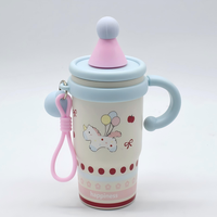 Nouvelle Tasse Thermos Portable en Acier Inoxydable Grande Capacité à Poignée Dessin Animé Ice Bully, Design Attrayant pour Voyage