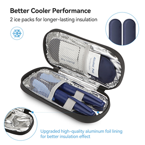Insulin Pen Cooler Travel Case HDPE Insulated with Zipper Closure and 2 <b>Reusable</b> <b>Ice</b> <b>Packs</b> - Product Image 2
