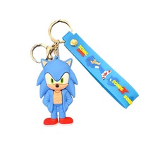 Porte-clés tendance et créatif, personnage d'anime Sonic, en PVC souple, figurine 3D mignonne de dessin animé, design moderne, pendentif pour sac et voiture