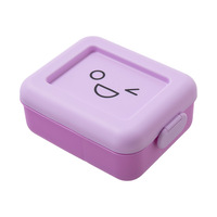 Boîte à lunch portable créative à 2 compartiments carrés de qualité alimentaire, design mignon, en plastique, utilisable au micro-ondes, boîte à bento pour aliments