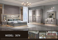 Nouvelle conception de chambre à coucher turque complète, ensembles de luxe pour lit king size, 5 pièces, cadre en bois double, ensemble de meubles de chambre à coucher modernes
