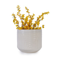 Pot de fleurs en céramique MDJ, 16,14 pouces de diamètre x 14,37 pouces de hauteur, rond, émaillé, minimaliste, pour l'intérieur et l'extérieur, pour la maison et le jardin