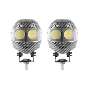 เลนส์โปรเจคเตอร์ LED แบบ 2 ดวง สำหรับหมวกกันน็อคมอเตอร์ไซค์ รูปทรงไฟสปอร์ตไลท์ สีขาวเหลือง ไฟขับขี่ ไฟสปอตไลท์ ไฟหน้ารถยนต์ - Product Image 1