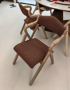 Chaise pliante simple et rétro pour hôtel, appartement, salle à manger, dossier en tissu, café, restaurant, étude, salon, chambre à coucher, usage domestique simple - Product Image 3