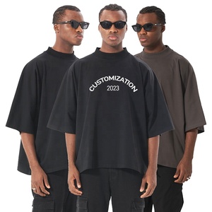 300g Heavyweight Hip Hop Loose Thick Collar Boxy Fit <b>Tshirt</b> Custom High Quality Oversized t Shirt for Men - Product Image 1