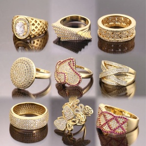 Bagues de mariage en zircon pour femmes, en or 18 carats, avec pierres précieuses fantaisie, dernier modèle, design tendance, vente en gros de bijoux - Product Image 2