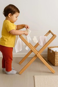Séchoir à linge Montessori pour bébé, support de séchage pliable <span class=keywords><strong>en</strong></span> bois pour bébé, séchoir à linge pour bébé, séchoir à linge - Product Image 3