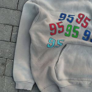 Sweat à capuche surdimensionné en molleton français 100 % coton personnalisé pour homme, tricoté, style vintage, effet vieilli, motif uni, délavage acide, coupe longue - Product Image 3