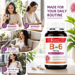 Etiqueta Personalizada Shecome Suplemento de Vitamina B-6 100 mg Apoya la Salud Cardiovascular para Adultos Cápsulas de Vitamina B-6 - Product Image 6