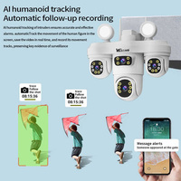Nueva Cámara IP Wistino para Granja con Cuatro Lentes y Cuatro Pantallas, Iluminación de 4W, Alarma de Detección de Movimiento Humano, Cámara Wifi para Exteriores