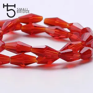 Perles de verre longues Bicone pour la fabrication de bijoux accessoires de bricolage perles à facettes en cristal rouge en vrac