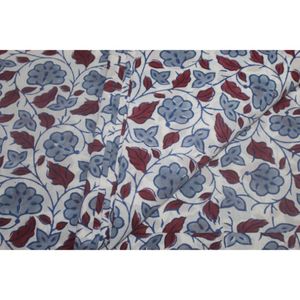 Tela de Algodón Estampada a Mano al por Mayor, Tela de Algodón Ligera, Tela Floral Hecha a Mano en India para Confección de Vestidos para Niñas - Product Image 2