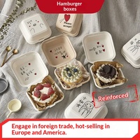 Boîte d'emballage carrée jetable en pulpe de canne à sucre biodégradable de qualité commerciale pour plats à emporter, beurre, gâteau de riz, pain, micro-ondes