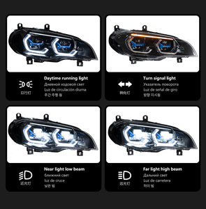 Ensemble de phares pour BMW X5 <span class=keywords><strong>E70</strong></span> (2007-2013) - Phares modifiés bicolores avec yeux de laser dorés - Product Image 3