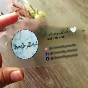 New Customized Printed Name Card Frosted Waterproof Pvc Transparent Business Cards