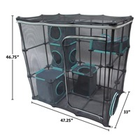 Parc de jeu pour chat en maille, intérieur/extérieur, multi-niveaux, cage d'activités pour chat, fermeture éclair sécurisée, respirant, tente de jeu pour plusieurs chats