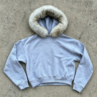 Fabrication sur mesure de sweats à capuche zippés en molleton bouclette d'hiver, personnalisables par sérigraphie, épais, unisexe, avec capuche en fausse fourrure