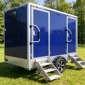 Remorque de toilettes mobiles à deux compartiments, remorque de salle de bain portable avec réservoir d'eau potable pour mariage, événement en plein air - Product Image 3