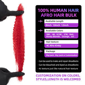 BLT venders prezzo rosso afro crespo <span class=keywords><strong>capelli</strong></span> alla rinfusa afro <span class=keywords><strong>capelli</strong></span> umani <span class=keywords><strong>ricci</strong></span> alla rinfusa 100% <span class=keywords><strong>capelli</strong></span> umani grezzi per locs extension - Product Image 2