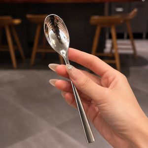 Cuillère ronde en acier inoxydable tendance, cuillères à mélanger le café et le miel, cuillères à dessert et à glace pour enfants - Product Image 3